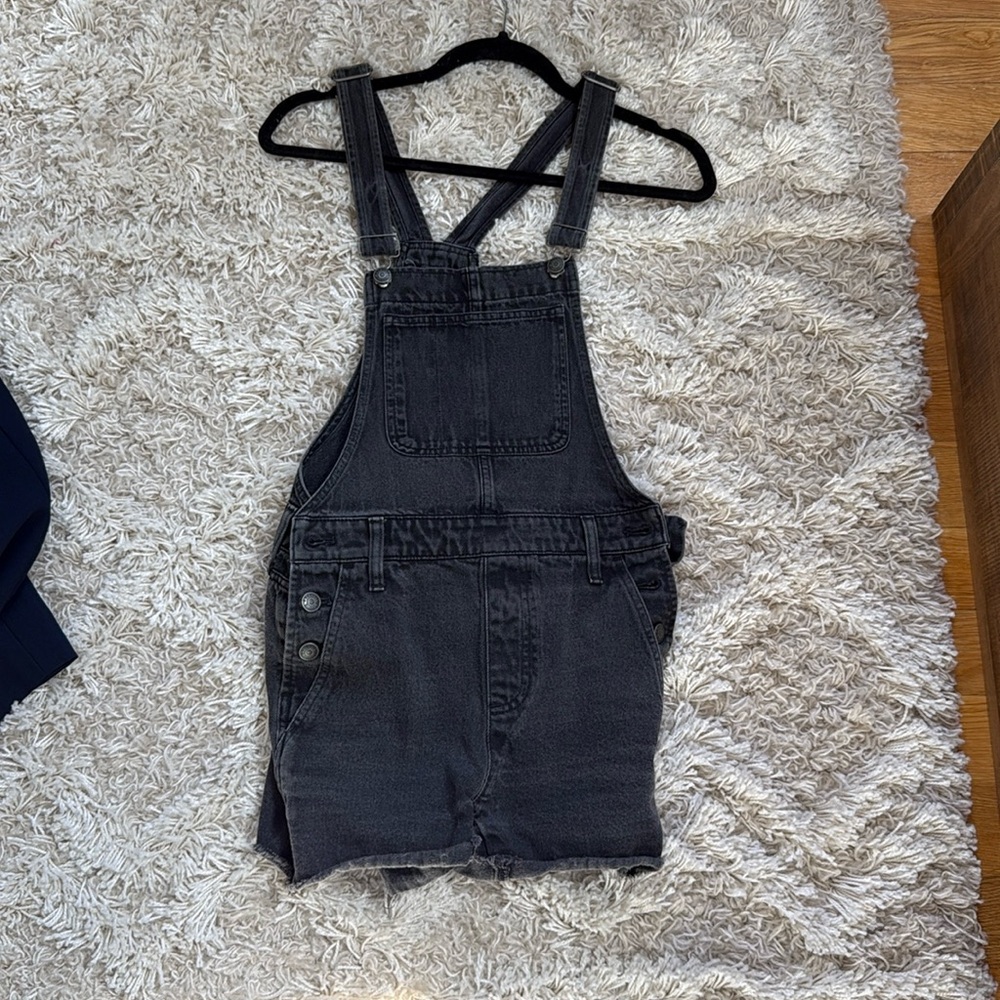 Madewell Black Denim Adirondack Shorts Overalls XS